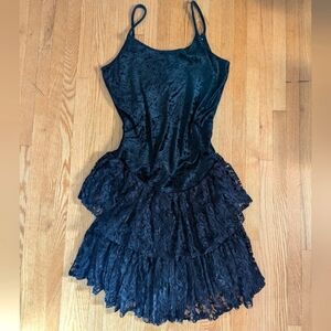 Vintage All That Jazz Steampunk Lace Velvet Ruffle Mini Dress Size S